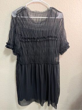 Target Black Sheer Pleated Mini Dress